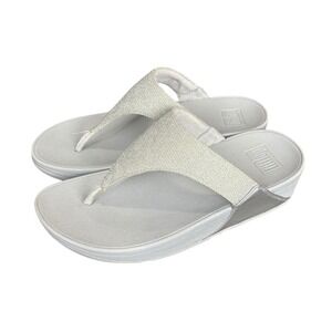 Fitflop Lulu Shimmerlux Women's Thong Platform Sandal Size 7‎ Silver